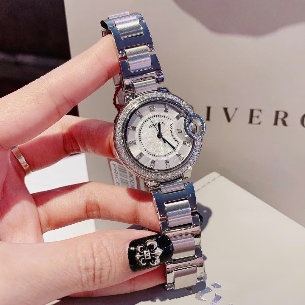 Đồng hồ nữ dây thép Amica Quarzt A064