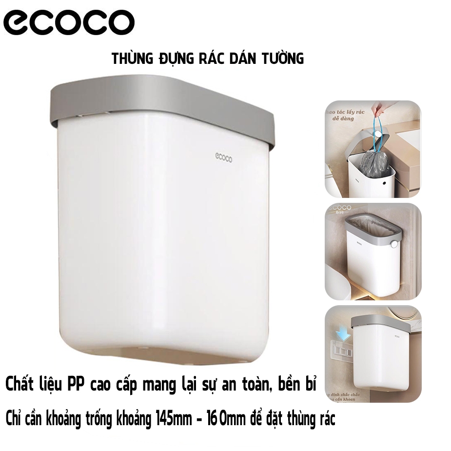 Thùng đựng rác treo tường ecoco E24219 E24220 lắp đặt dán tường bằng keo chuyên dụng không cần khoan