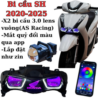 Chóa đèn SH 2020-2025 lên bi cầu AS racing V1, mắt quỷ đổi màu app điện thoại