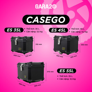 Thùng Nhựa Gắn Sau Xe Máy CASEGO ES Chính Hãng | Dung Tích Lớn Đóng Mở Nhanh Chống Nước 35L 45L 55L