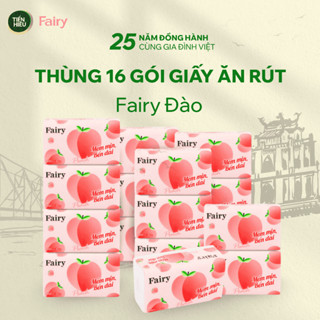 Thùng 16 Gói Giấy Ăn Rút Fairy Đào Khổ To 3 Lớp Siêu Dai Mềm Mại Tiện Lợi An Toàn Cho Da 450 Tờ
