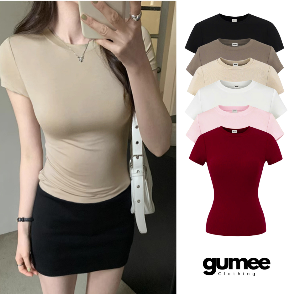 Áo thun ôm body nữ fit dáng tay ngắn cổ tròn chất cotton mịn co giãn tốt thấm hút mồ hôi mặc hè -G06