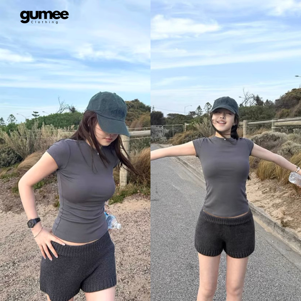 Áo thun ôm body nữ fit dáng tay ngắn cổ tròn chất cotton mịn co giãn tốt thấm hút mồ hôi mặc hè -G06 | BigBuy360 - bigbuy360.vn