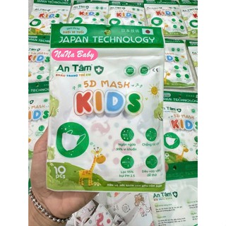 [Bịch 10] Khẩu trang Em Bé Kháng Khuẩn 5D Kid An Tâm mềm mịn Màu Ngẫu Nhiên