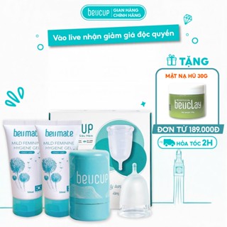 Combo 1 Bộ Cốc Nguyệt San BeUcup Silicol Siêu mềm và 1 Dung Dịch Vệ Sinh CNS Beumate
