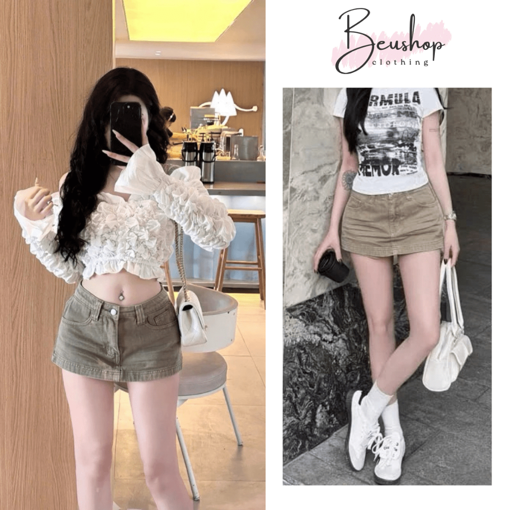  Chân Váy Jean Nữ Form Ngắn Dáng Chữ A Ôm Eo Tôn Dáng Chân Váy Jean Ngắn Chất Bò Jean Dày Dặn Có Quần Bảo Hộ Trong 