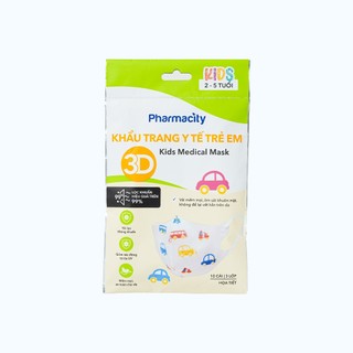  Khẩu trang y tế 3D trẻ em 2-5 tuổi Pharmacity  Gói 10 cái  