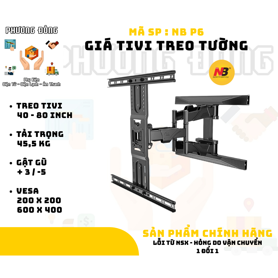 ( Chính Hãng ) Giá TiVi Treo North Bayou NB P6 - Treo TiVi 40-80 inch - Model 2025