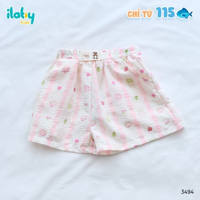 [ILABY 10-40kg] Quần đùi thô mặc nhà cho bé, quần ngủ bé trai bé gái chất liệu thô cotton [3494]