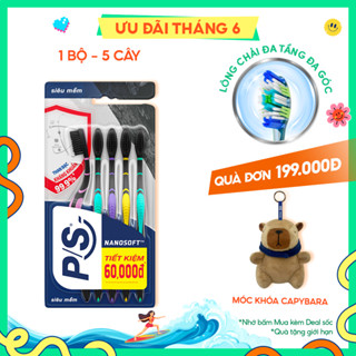 Bộ 5 bàn chải P/S than bạc kháng khuẩn 99.9%