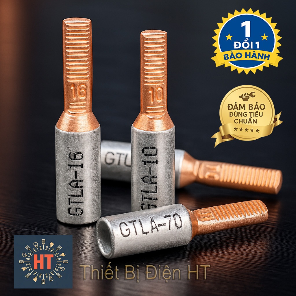Đầu Cos Nhôm Đồng GTLA-10 đến GTLA-70 – Cos Bimetal Chuyên Dùng Cho Dây Nhôm, Dẫn Điện Tốt, Bền Chắc