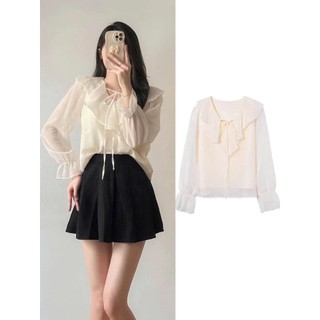  Áo sơ mi nữ cổ bèo tiểu thư dài tay chất tơ mềm 2 lớp UNIZ Aotohatkem019 P0K19 