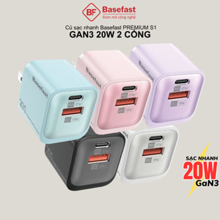 Củ sạc nhanh 20W 2 cổng Basefast cục sạc chống quá tải nhiệt cho Phone 11 12 13 14pro samsung xiaomi