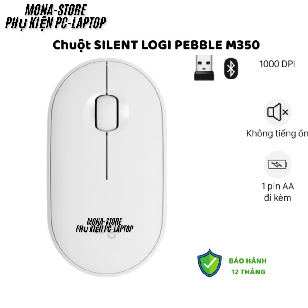 Chuột Không Dây Logitech M350 Silent(OEM)- Chuột Văn Phòng, Kết Nối Bluetooth, USB BH 12T, Tặng pin
