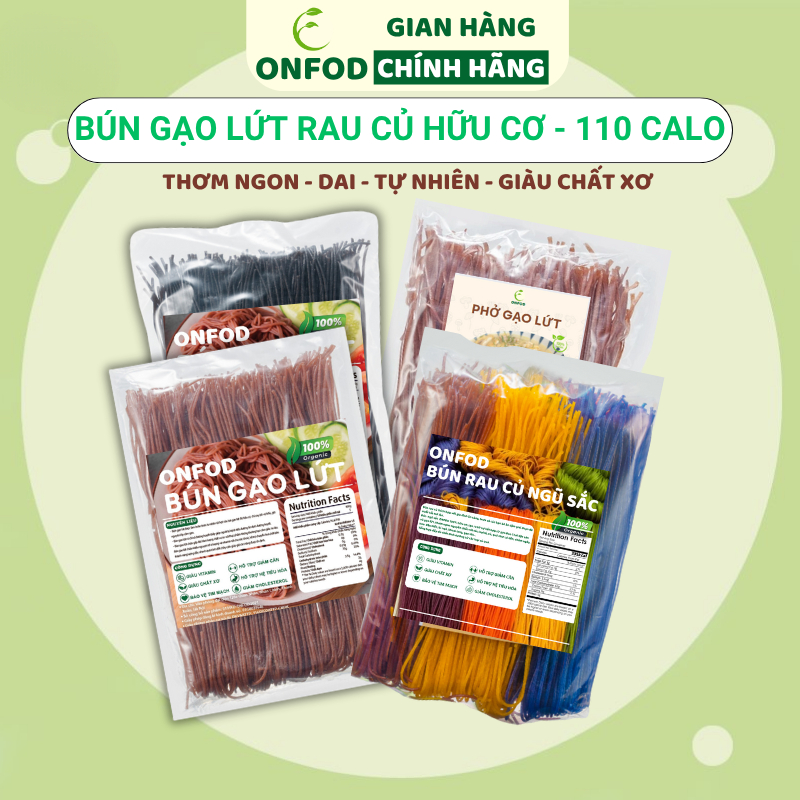 Bún khô gạo lứt, bún rau củ ngũ sắc hữu cơ ONFOD ăn kiêng giảm cân healthy food eat clean cho bé ăn dặm