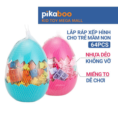 Xếp hình cho bé Pikaboo, vỏ đựng hình quả trứng xinh xắn, miếng ghép là nhựa dẻo an toàn chơi êm tay