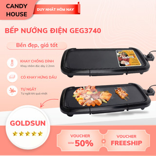 Bếp Nướng Điện Goldsun GEG3740 Công Suất 2000W, Bếp Phủ Chống Dính Có Rãnh Thoát Dầu Mỡ Bảo Hành 12T