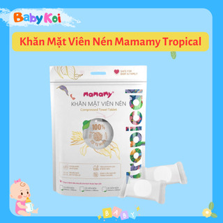 Khăn Mặt viên nén sợi tự nhiên Mamamy Tropical Túi 25 khăn mặt kích thước 240mm x 200mm