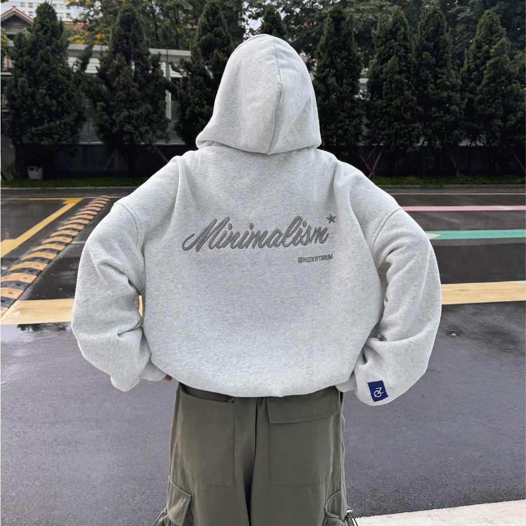 Áo Khoác Hoodie Zip Nỉ Cotton Thêu Nổi NQ30 BLISS Form Boxy Nam Nữ Unisex | BigBuy360 - bigbuy360.vn