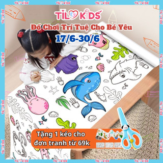  Cuộn tranh tập tô màu cho bé TILO KIDS dài 3m - 5.4m -10.8m nhiều chủ đề có thể cắt hình dán làm kỉ niệm 