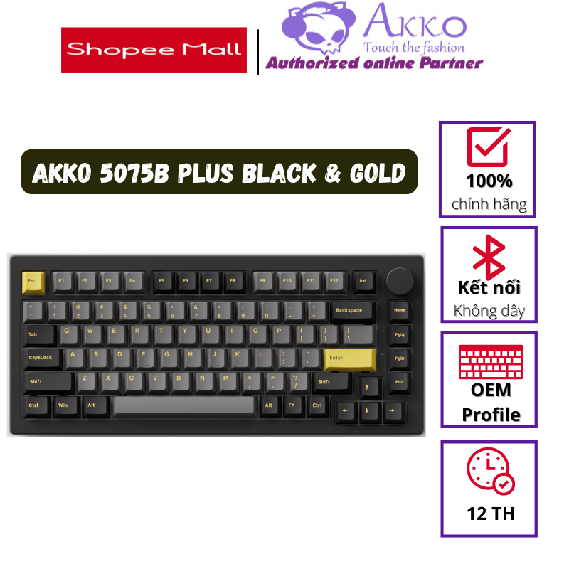 Bàn phím cơ AKKO 5075B Plus Black & Gold (Hotswap/RGB/Multi-modes)