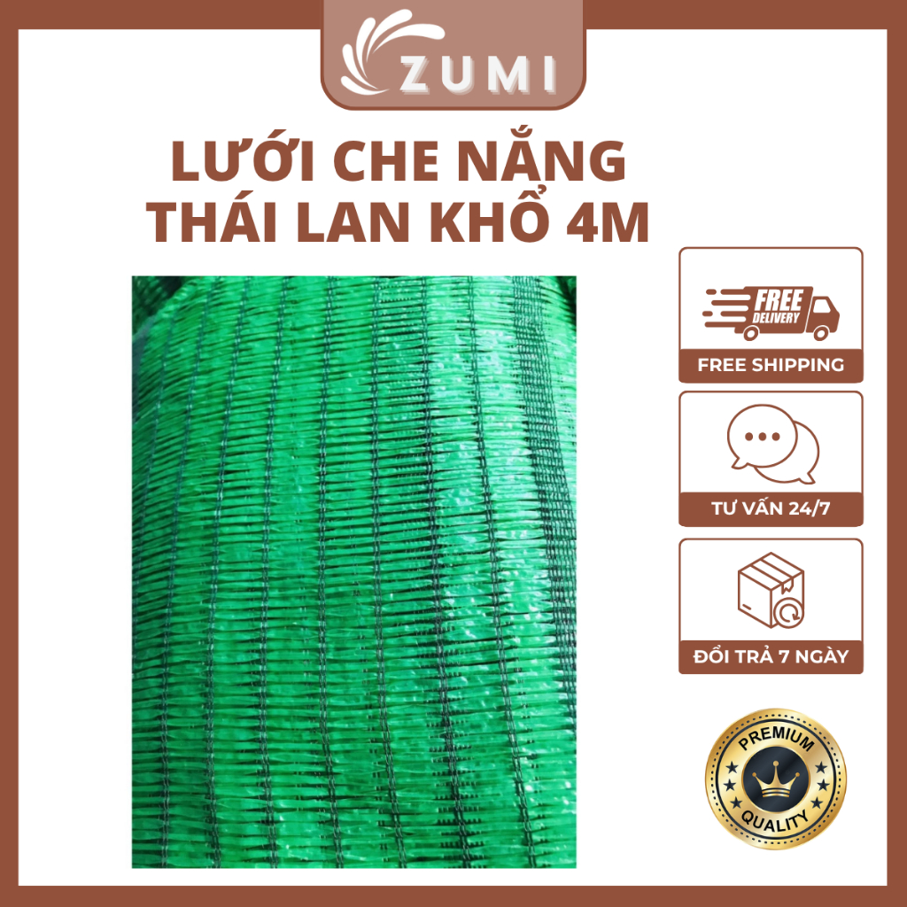 [khổ 4m] Lưới Che Nắng Thái Lan Khổ Rộng 4m Màu Xanh hoặc Đen Che Nắng 70% (BÁN THEO MÉT VUÔNG)