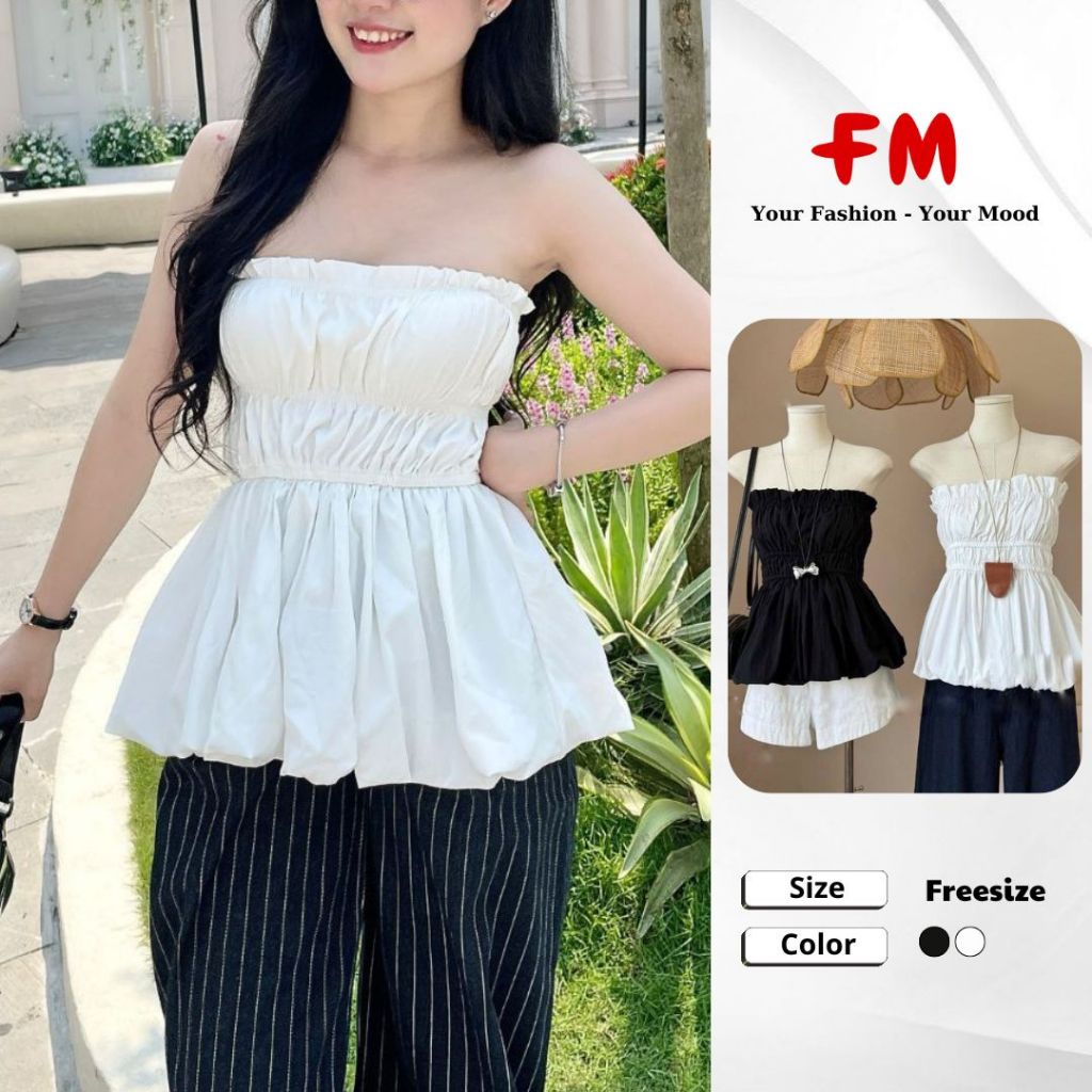 Áo Kiểu xinh Nữ FMSTYLE Thiết Kế cúp ngực nhún bí Form dễ thương tôn dáng Freesize  25040448
