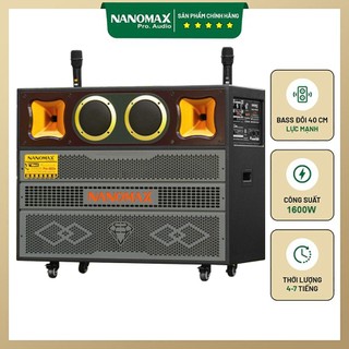  Loa 4 Tấc Đôi Nanomax Pro 803N 1600w Bass 40cm x 2 Tặng Kèm 2 Micro Pin Sạc Cao Cấp UHF chống hú tốt 