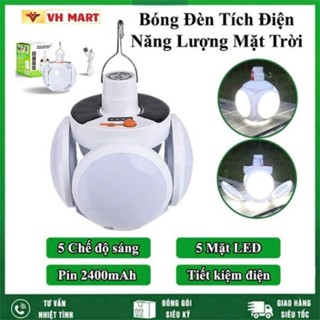 Bóng đèn tích điện năng lượng mặt trời 4 cánh, đèn led siêu sáng, tiết kiệm điện năng, chống nước