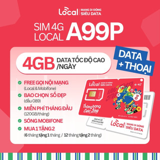  Sim Data 4G-5G Local có eSIM A99P 120GB Tháng Tốc Độ Cao Miễn Phí Gọi Thoại Nội Mạng Chọn Số Đẹp Thoải Mái Sóng Mobifone 