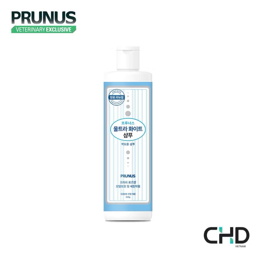 RENEWAL Sữa Tắm Siêu Trắng Lông Chó Mèo Prunus Ultra White Shampoo 500ml