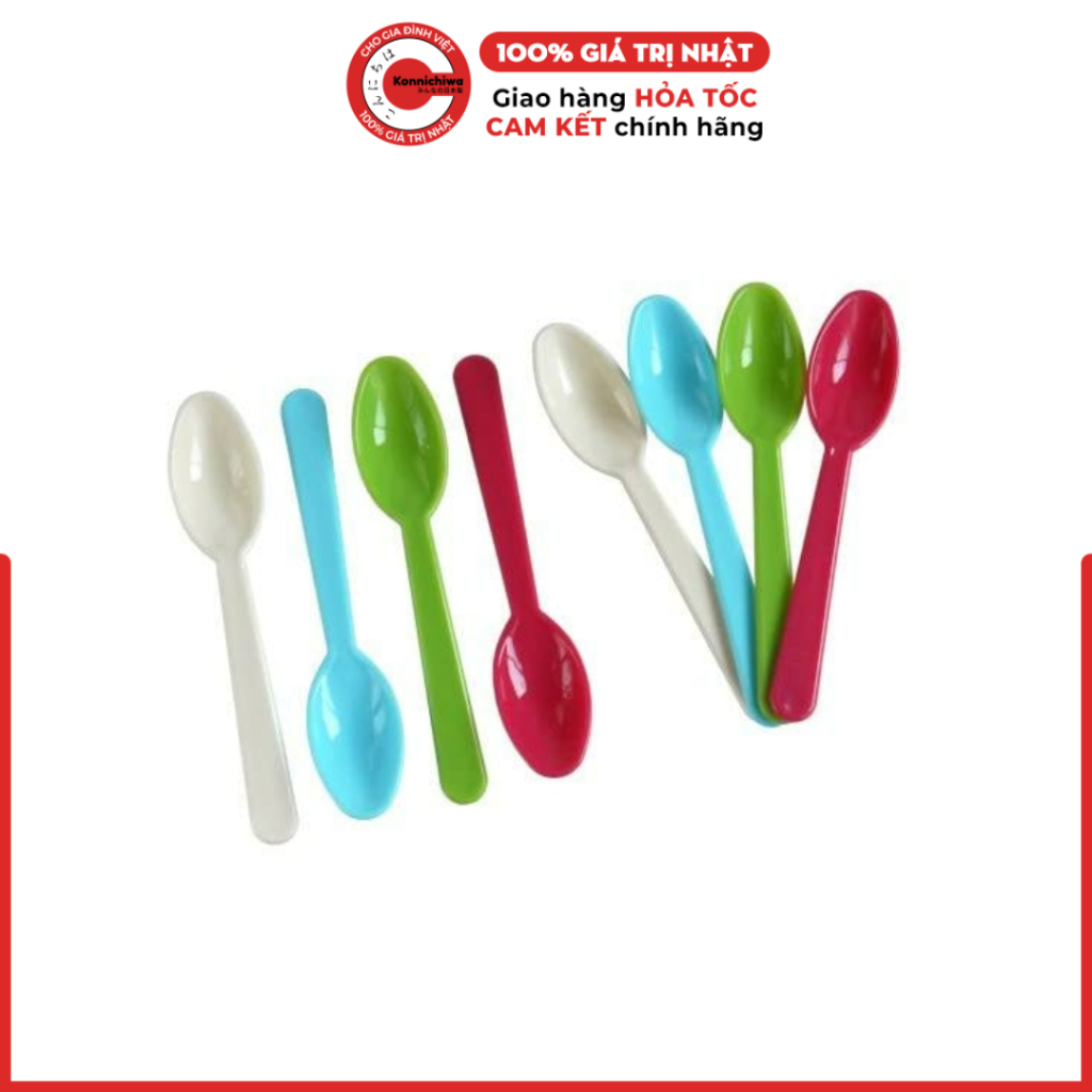 Set 8 thìa nhựa picnic Yamada 4 màu - Nội địa Nhật - 4965534888004