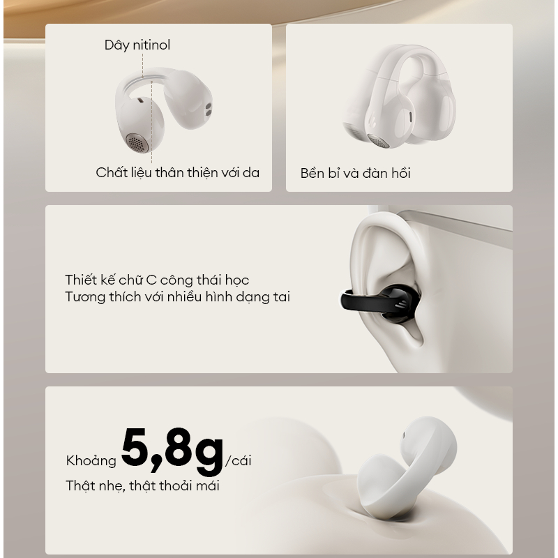 Tai Nghe Bluetooth Không Dây Kẹp Vành Tai EDIFIER COMFO C - Chơi Nhạc Tới 30H - Kháng Nước, Bụi IP56 - 15 Tháng Bảo Hành | BigBuy360 - bigbuy360.vn