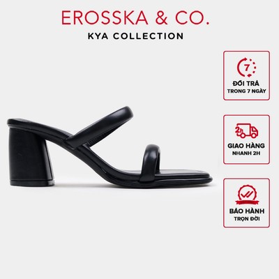 Erosska - Guốc mũi vuông gót trụ cao 7 phân thiết kế 2 dây ngang basic - EM115