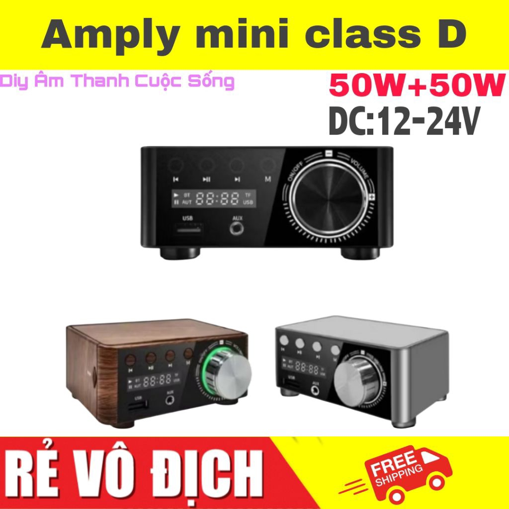 𝗔𝗺𝗽𝗹𝘆 𝗺𝗶𝗻𝗶 HiFi 50W+50W Bluetooth khuếch đại âm thanh kỹ thuật số 2.0 DIY