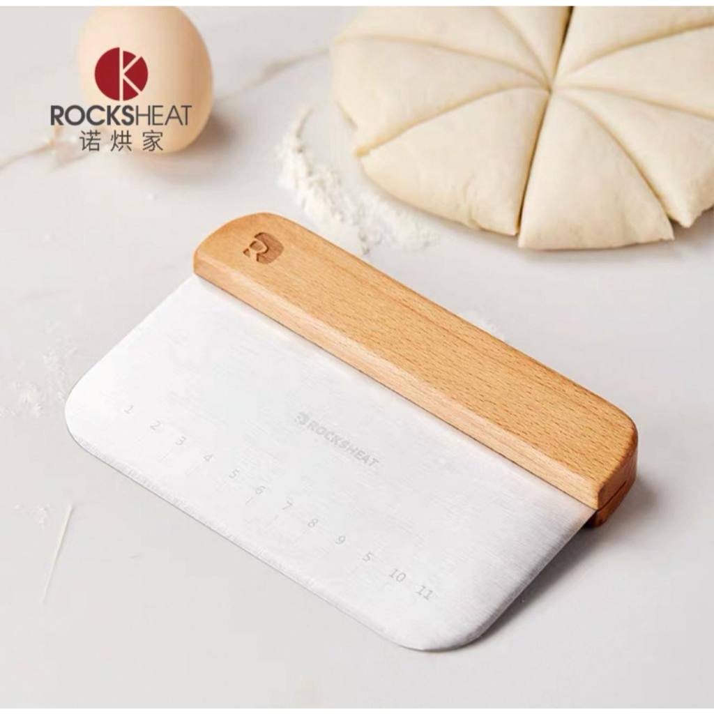 (Rocksheat) Dao cắt bột cán gỗ thép không gỉ dao cắt bột bánh mì