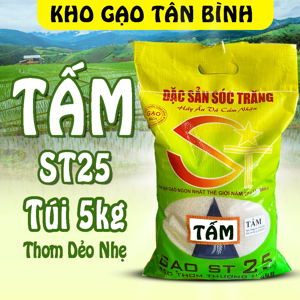 TẤM ST Sóc Trăng Nấu Cháo Nấu Cơm - Dẻo Nhiều Mềm Ngọt Dịu Ít Rời Hạt - 5KG Túi may