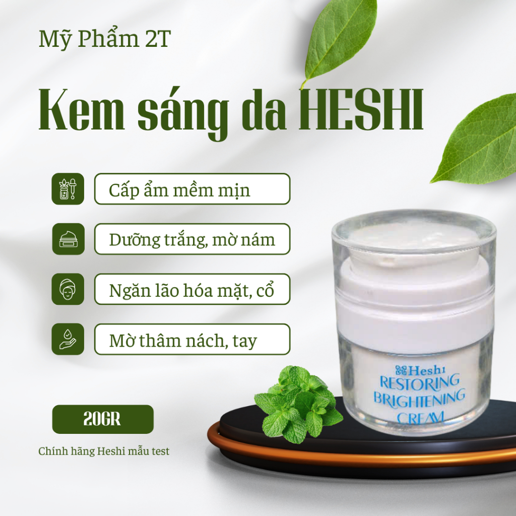 KEM DƯỠNG SÁNG DA, MỜ THÂM NÁM, NGĂN LÃO HÓA HESHI 20GR