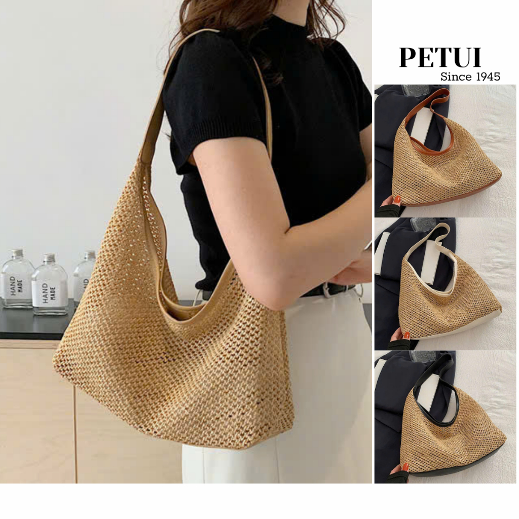 Túi Cói Nữ Vintage Size To Túi Xách Nữ Đi Biển Đi Du Lịch Đa Dụng T07