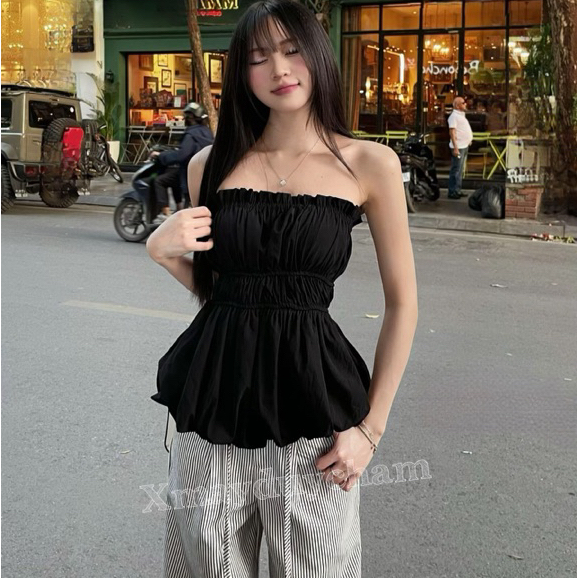 Áo cúp ngực pelum dáng bí chất gió sần OLD SCHOOL, đi biển , đi chơi phong cách mẫu mới 2025 m6021
