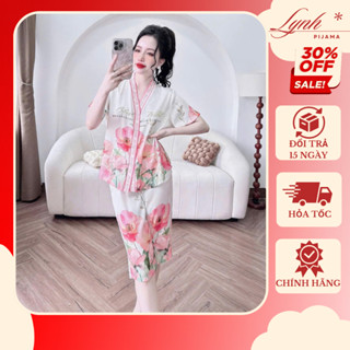 Đồ Bộ Pijama Nữ Quần Lửng Cổ V Lụa Latin Siêu Mát Láng Mịn Mát Mẽ |Lynh Pijama