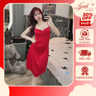   40-52kg  Váy Ngủ 2 Dây Free Size Lụa Latin Cao Cấp Mềm Mịn Mát |Lynh Pijama 