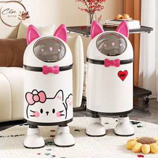 Thùng Rác HELLO KITTY Hồng Xinh Xắn, Thùng Rác Đặt Phòng Khách Phòng Bếp Có Lõi Riêng, Decor Nhà Đẹp