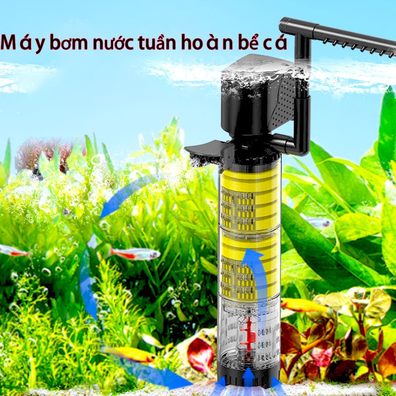 Máy bơm tuần hoàn nước bể cá tạo oxy tích hợp oxy tĩnh âm 3 phần lọc công suất cao 20w vệ sinh bể cá