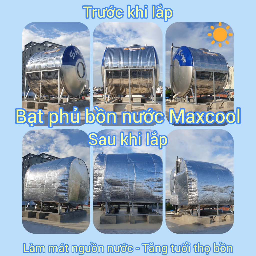 BẠT PHỦ CHỐNG NÓNG CHO BỒN NƯỚC INOX có đủ size 500L,1000L, 1500L, 2000L