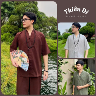 Đồ lam đi chùa nam Thiên Di pháp phục nam linen cao cấp form rộng bigsize D42
