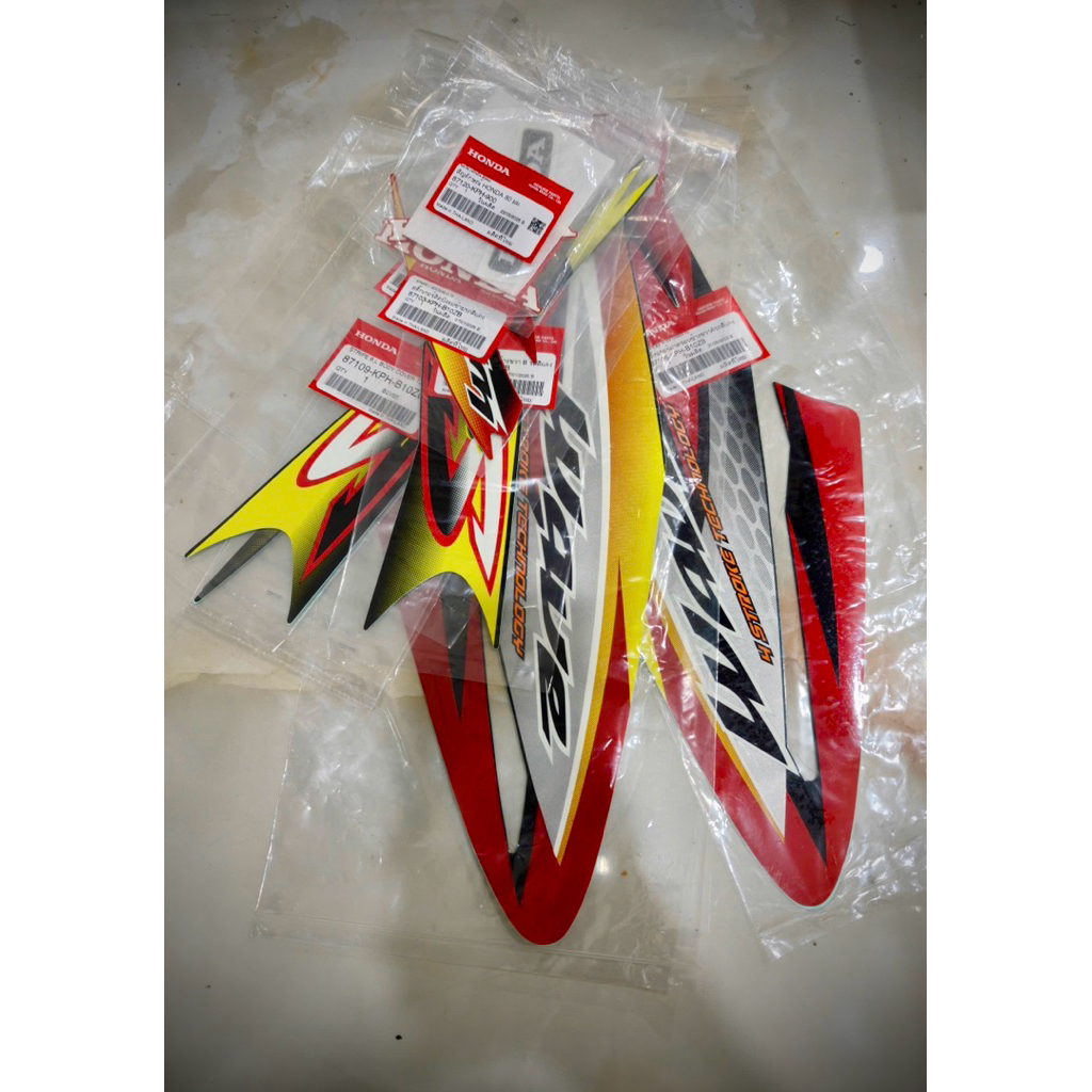 Tem Wave 125S 2003 màu đen - đỏ, hàng zin Honda Thái