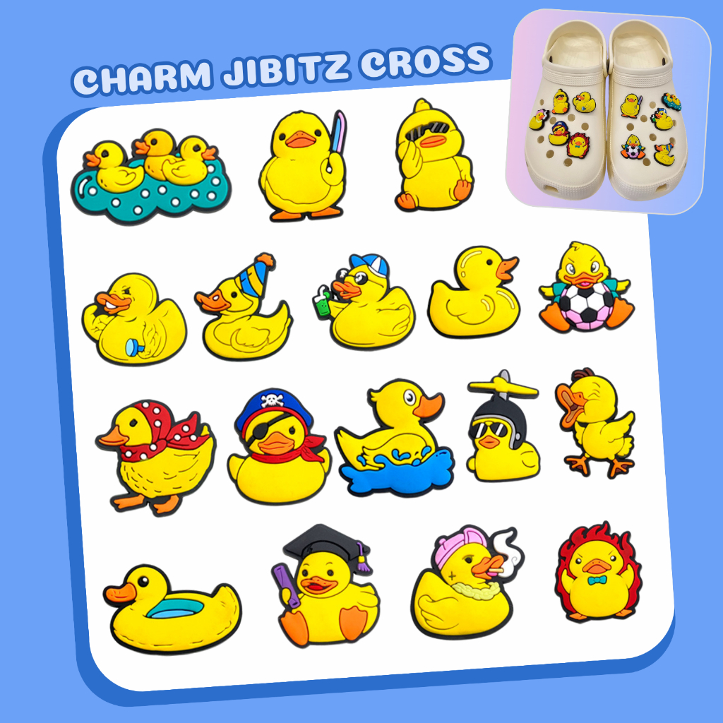 Sticker 2D Charm gắn dép sục mẫu C30 vịt vàng