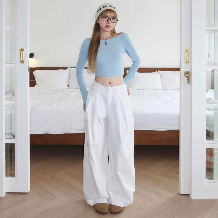 Quần Kaki Xếp Ly Ống Rộng MIAA Vải Đẹp Mềm Thoáng Mát, Quần Kaki Ống Rộng Basic Cạp Trễ Phong Cách Châu Âu | BigBuy360 - bigbuy360.vn