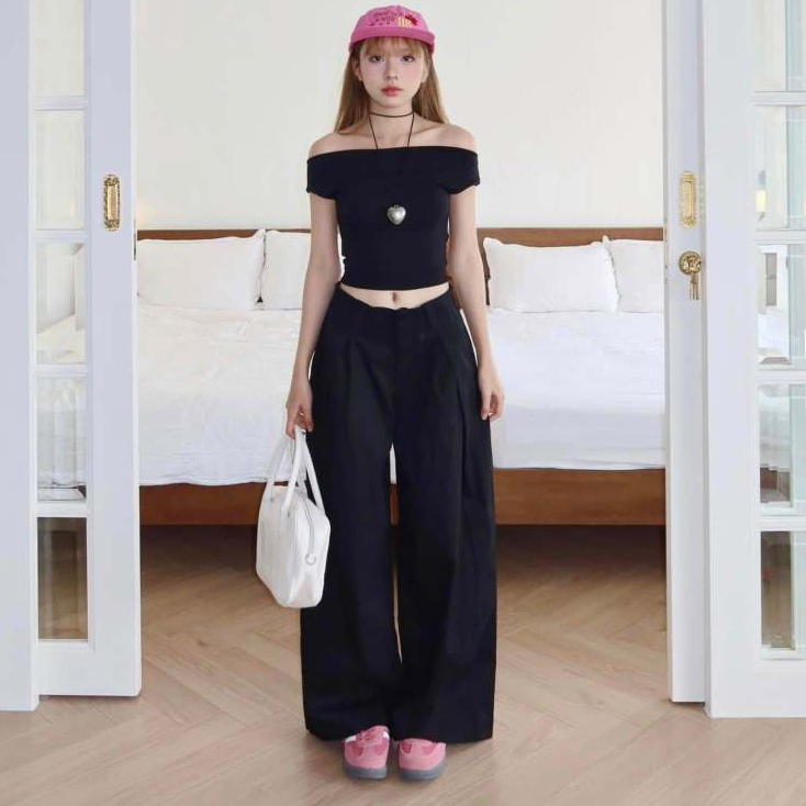 Quần Kaki Xếp Ly Ống Rộng MIAA Vải Đẹp Mềm Thoáng Mát, Quần Kaki Ống Rộng Basic Cạp Trễ Phong Cách Châu Âu | BigBuy360 - bigbuy360.vn